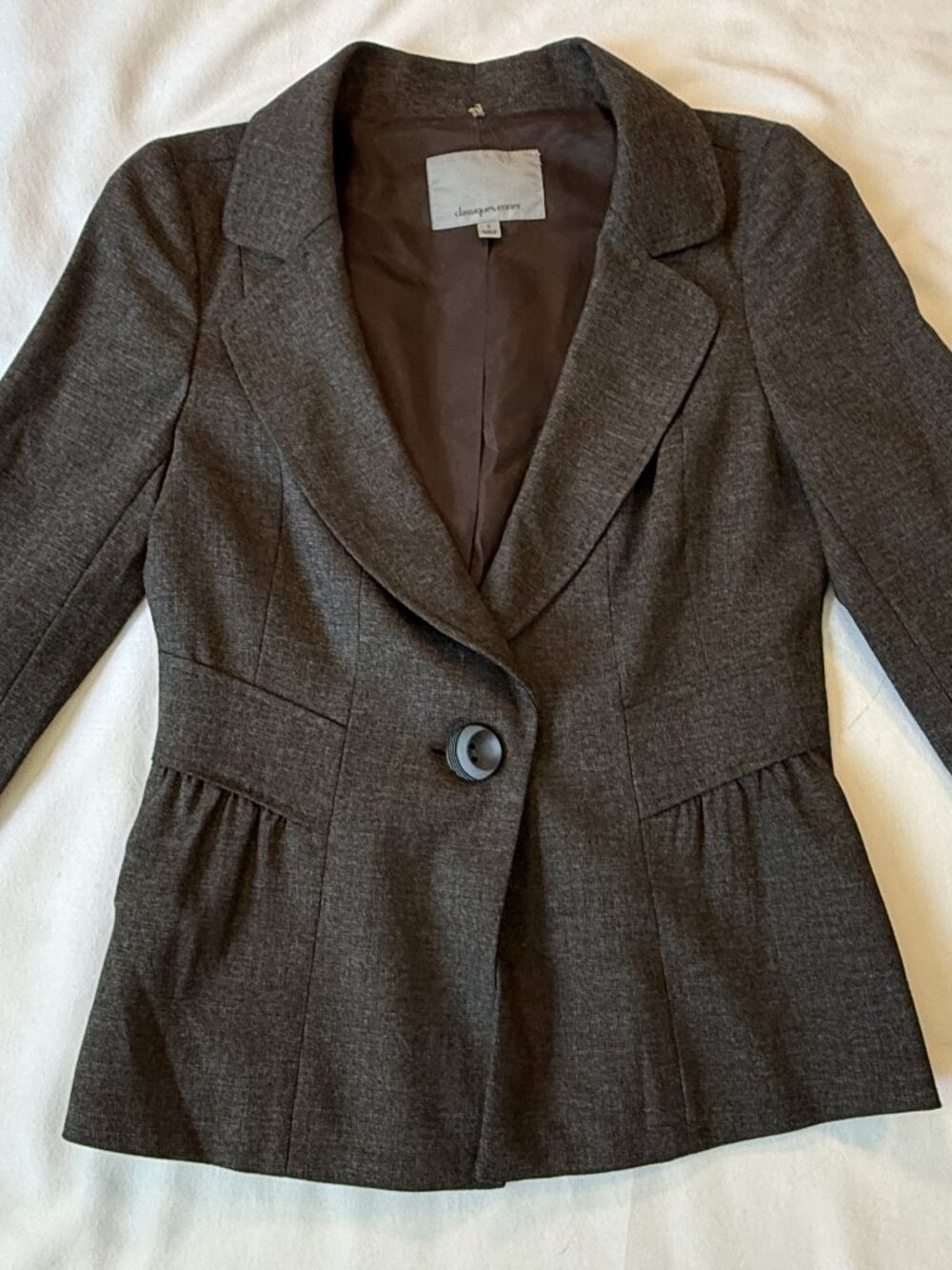 Classiques Entier Fitted Peplum Blazer Heather Brown Size 4